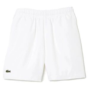 Lacoste White Athletic Shorts with Green Croc Accent
